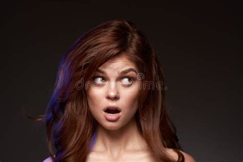 Beautiful Woman Makeup Posing Naked Shoulders Hairstyle Model Lifestyle Stock Photo Image Of