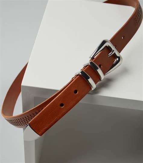 Mens Brunello Cucinelli Brown Calfskin Braided Belt Harrods UK