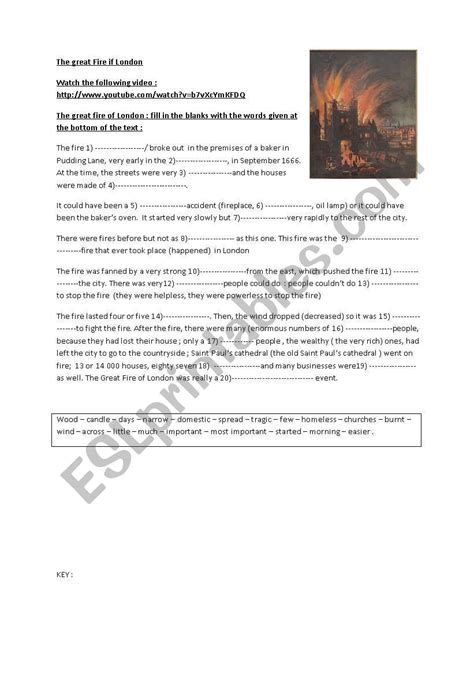 the Great Fire of London - ESL worksheet by sophie85