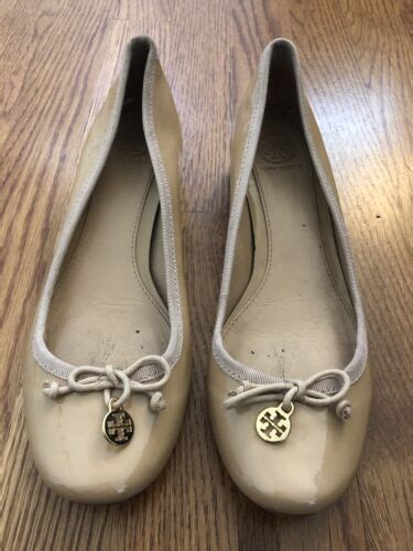 Tory Burch Nude Block Patent Leather Heel 7 5 Gem