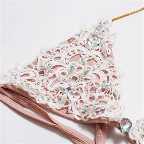 Pink Sexy Bikini With Crystal Halter Swimsuits For Women Wetsuitsbuy