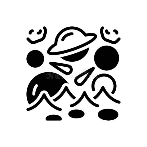 Black Solid Icon For Space Conquest Conquest And Planet Stock Vector