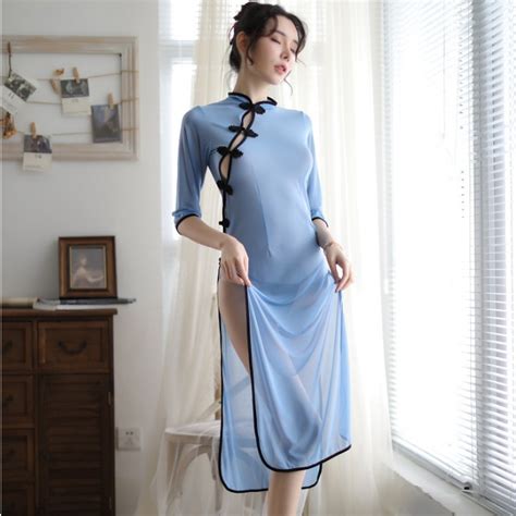 Lace Lingerie Panties Sexy Pajamas Bra Women S Underwear Ancient Republican Style Long Cheongsam