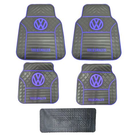 Suitable To Fit 5 Piece Vw Branded Rubber Car Mats Blue Max Motorsport