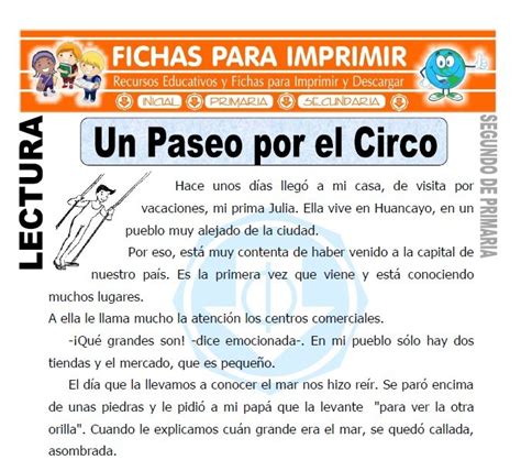 Un Paseo Por El Circo Para Segundo De Primaria Fichas Para Imprimir