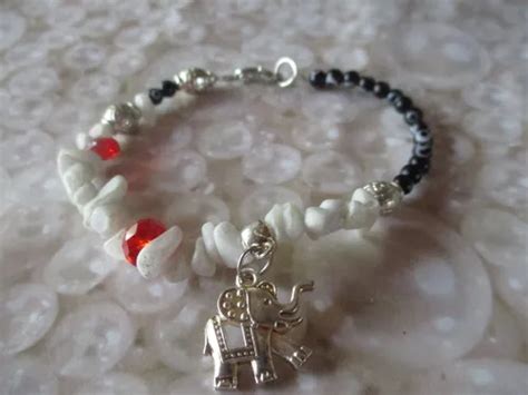 Vishudi Pulsera Calcita Blanca Ojo Turco Elefante Hind Meses Sin Inter S