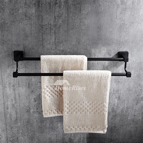 Affordable Double Layer Wall Mount Black Towel Rack