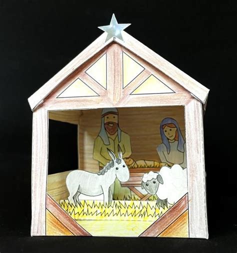 Printable 3d Nativity Colouring Christmas Craft Activity Etsy Uk