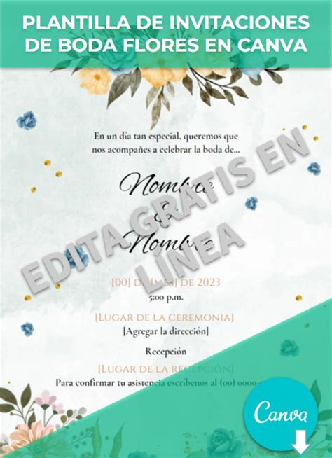 Invitaciones De Boda Flores 【powerpoint Canva】ejemplos Y Plantillas