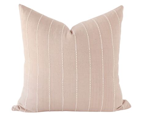 Blush Stripe Linen Throw Pillow Cover Nude Throw Pillow Boho Pillow Cover Stripe Pillow