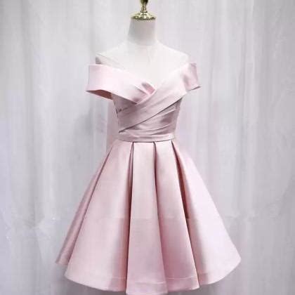 Off Shoulder Nude Pink Short Formal Dress On Luulla