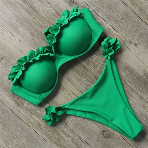 Bikini Push Up für Frauen sexy Bademode Brasilianischer Tanga Strand