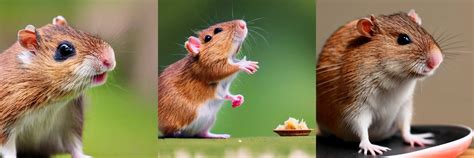 A Cute Realistic Gerbil Eating Food While Standing On Stable