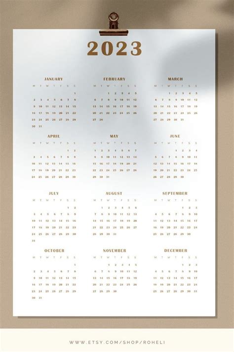 2022-23 Printable Brown Calendar Yearly Planner A3 A4 A5 - Etsy | Note writing paper, Yearly ...