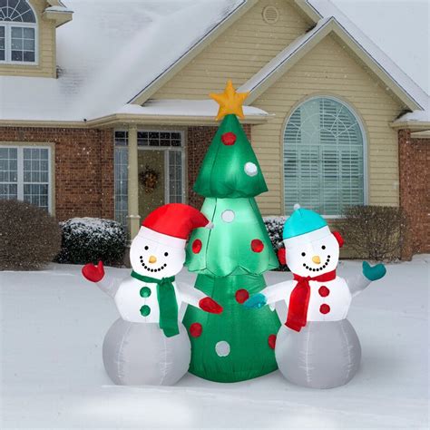 The Holiday Aisle® Snowman Pair With Tree Inflatable And Reviews Wayfair