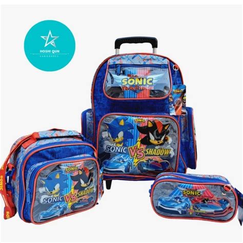 Kit Mochila Sonic Escolar De Rodinha Lancheira Estojo Shopee Brasil