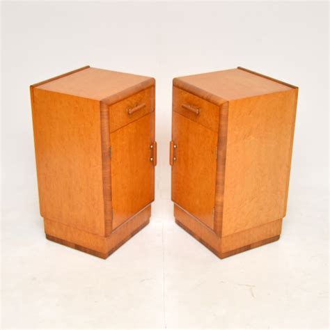 S Pair Of Art Deco Birdseye Maple Walnut Bedside Cabinets