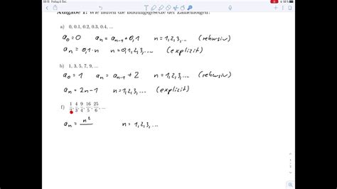 Übungsblatt8 Zahlenfolgen und Grenzwerte Aufg 1 und 2 YouTube