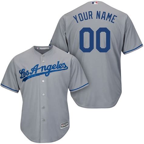 Men's Majestic Los Angeles Dodgers Customized Replica Grey Road Cool Base MLB Jersey