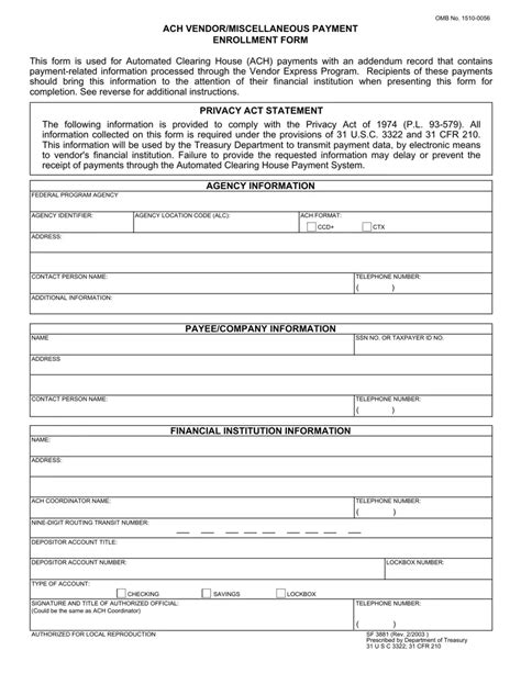 Ach Vendor Payment Form Fill Out Printable Pdf Forms Online