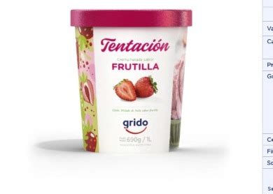 TENTACION GRIDO CADBURY YOGURT FRUTILLA X 1L Atención 24hs