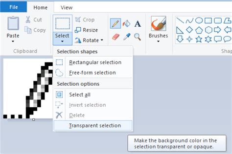 how to create transparent image in paint