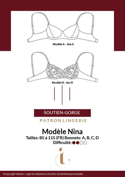 Patron Soutien Gorge Sans Armatures NINA Idonim Lingerie