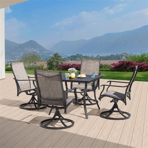 Nuu Garden 5 Piece Black Patio Dining Set Aluminum Square Table With 4