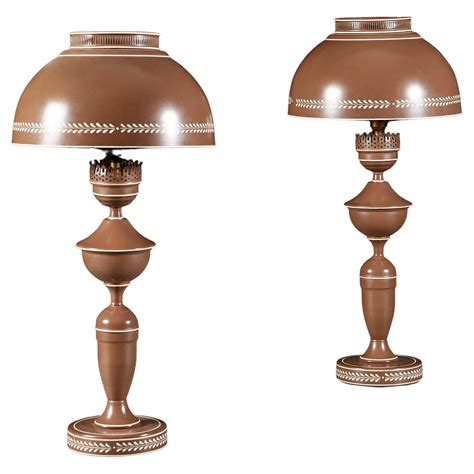 pair  period empire tole argand lamps  sale  stdibs