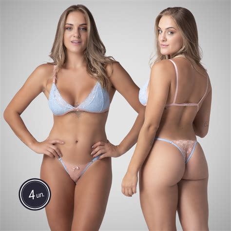 Kit Conjuntos Lingerie Calcinha Sutiã Renda Feminino Sexy Noite Delicado Sem Bojo Roupa Íntima