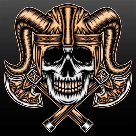 Premium Vector Viking Skull With Ax Isolated On Black