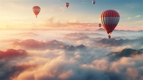Premium Photo A Photo Of A Magical Scene With Hot Air Balloons