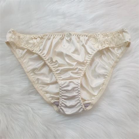 Silky Nylon Panty Sheer Yellow Bikini Sissy Lace Vtg Brief Size L Hip Picclick Ca