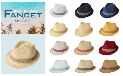 Fancet Packable Straw Fedora Panama Sun Summer Beach Hat Cub ShoeHat