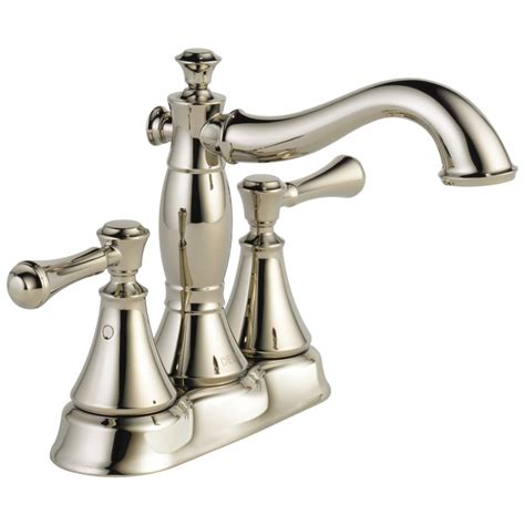 Delta Cassidy Polished Nickel 2-Handle 4-in Centerset WaterSense Bathroom Sink Faucet with Drain ...