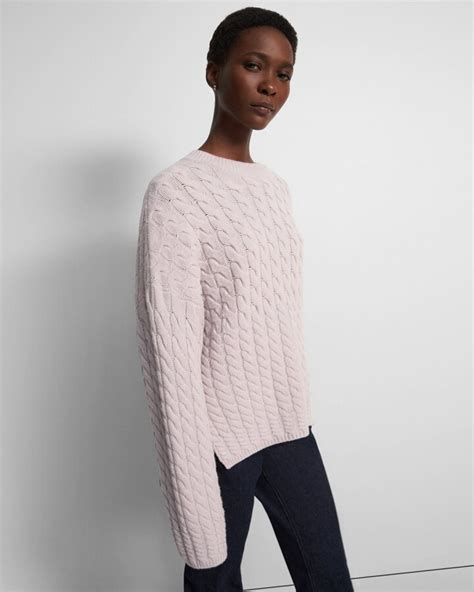 Theory Karenia Cable Knit Sweater In Felted Wool Cashmere ShopStyle