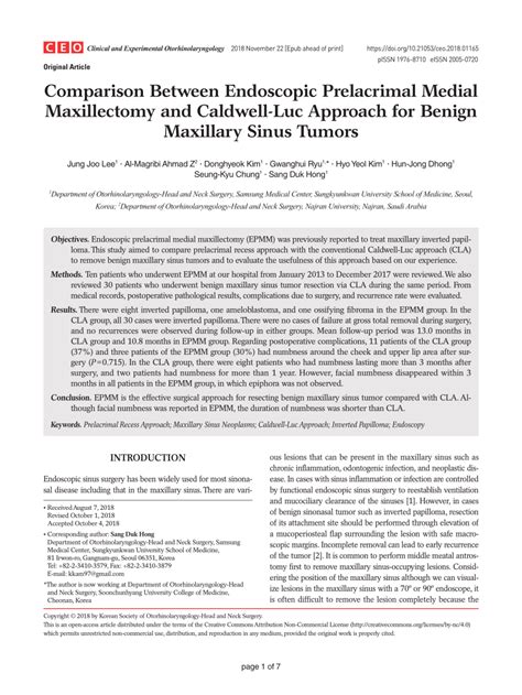 Pdf Comparison Between Endoscopic Prelacrimal Medial Maxillectomy And