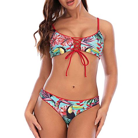 Loasebue Swimsuit Summer Beach Net Red Style Sexy Bikini Split Strap