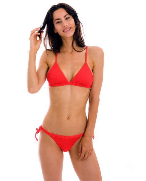 Red Ribbed Double Side Tie Bikini Bottom Bottom Cotele Tomate Rio Brand Rio De Sol