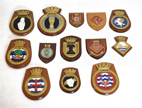 Lot 329 Collection Of Wooden Mounted Ships Crests