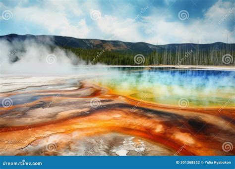 AI Generated Hot Springs In A Pool Of Water In A Crater Royalty Free Stock Photography