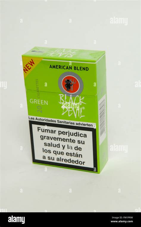 Black Devil Green American Blend Cigarettes Tobacco Packet Stock Photo