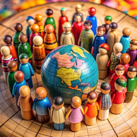 Crowd of people surrounding Earth globe showing awareness of global ...