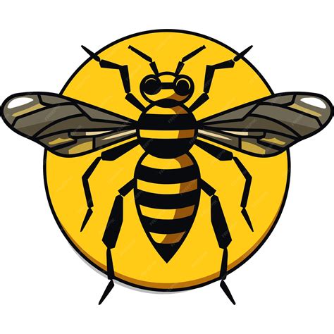 A cheerful cartoon bee with a yellow and black striped body sits inside