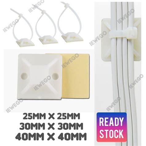[ Ready Stock ] 100pcs Self Adhesive Cable Wire Zip Tie Mounting Base ...
