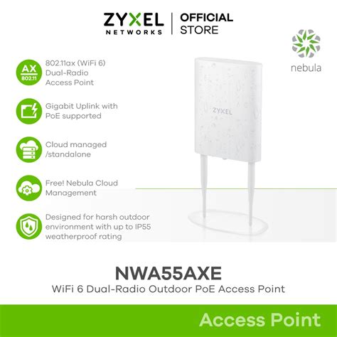ZYXEL NWA55AXE Outdoor Access Point WiFi 6 AX1800 IP55 สำหรับติดตั้ง ...