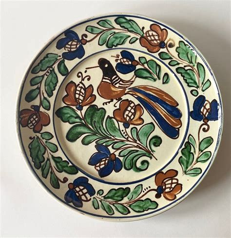 Korond Hand Painted Wall Plate With Bird Design Transylvanian Clay