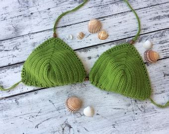 Crochet Bikini Top Triangle Bikini Top Beige Lace Bikini