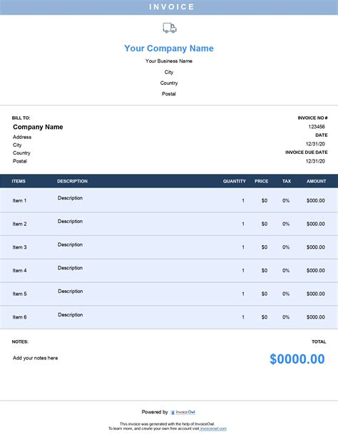 Free Moving Company Invoice Template To Download Invoiceowl