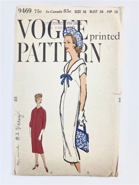 S Vintage Vogue Dress Sewing Pattern Easy To Sew Bust Mid